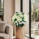 Artificial Hydrangea Bush 20 Inch Potted Faux Hydrangea Plant, UV Resistant Outdoor Hydrangea Artificial Plants for Front Porch, Garden, Patio & Indoor Decor