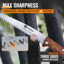 Folding Pruning Saw 7 Inch with Leather Sheath and Wenge Wooden Handle, SK5 Steel Blade, Foldable Hand Saw for Camping, Survival, Wood Cutting, Bushcraft and Tree Trimming