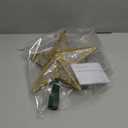 JOIEDOMI 9 inch Lighted PVC Star Christmas Tree Topper, Golden Glitter Swirl Treetop Decorations with 10 Warm White LED, Battery Powered for Home Holiday Xmas Party Indoor Decor