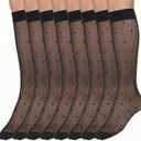 4 Pair Black Sheer Polka Dot Socks, Black Polka Dot Stockings for Women | Stretchy Knee High Polka Dot Stockings for Women, Girls (Black)