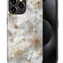 Case for iPhone 16 Pro, PC Hard Shell & Silicone Inner Bumper, Anti-Scratch Full-Body Cover Shockproof Slim Design -Festive Christmas Snowflakes
