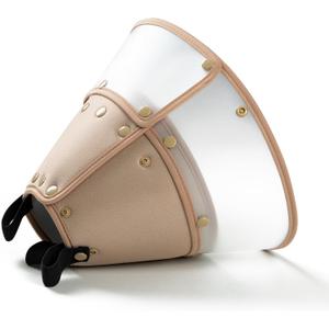 Soft Dog Cone Collar for Large, Medium & Small Dogs - After Surgery, Adjustable Pet Recovery E-Collar, Tan Medium