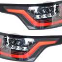 DuYouG- Tail Lights For 2018 2019 2020 2021 Land Rover Range Rover Sport LED Rear Brake Lamps Rear Lights Assembly Black Housing Red Clear Lens Left Driver Side & Right Passenger Side 12V