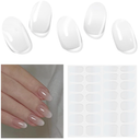 Semi Cured Gel Nail Strips, 28 pcs Gel Nail Stickers Work with Any UV Lamp, Long Lasting Nail Wraps for Women at Home DIY Nail Art (Clear Ombre)