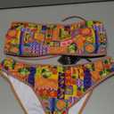 ZAFUL Women Strapless Ribbed High Cut Bandeau Bikini Lace Up 2 Pieces Swimwear, L