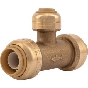 SharkBite 1/2 Inch x 1/2 Inch x 1/4 Inch (3/8 Inch OD) Reducing Tee, Push To Connect Brass Plumbing Fitting, PEX Pipe, Copper, CPVC, PE-RT, HDPE, U359LFA