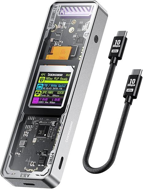 DOCKCASE Explorer Edition M.2 NVMe SSD Enclosure,Support 10s PLP Prevents Write Data Loss,USB 3.2 Gen 2 Type-C (10 Gbps), fits NVMe PCIe,Size 2230/2242/2260/2280,Support M-Key B+M Key UASP