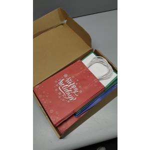 Fuyoooo 24 Pieces Merry Christmas Gift Bags Holiday Paper Bags with Handle 8.7 x 6.3 x 3.15 Inch Xmas Treat Bags Bulk for Xmas Coworkers Teachers Birthdays Christmas Holiday Parties Wedding Shopping