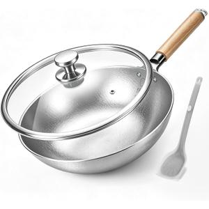 Keith 14'' Titanium Wok Pans for Cooking, Non-Stick Stir Fry Pan with Lid