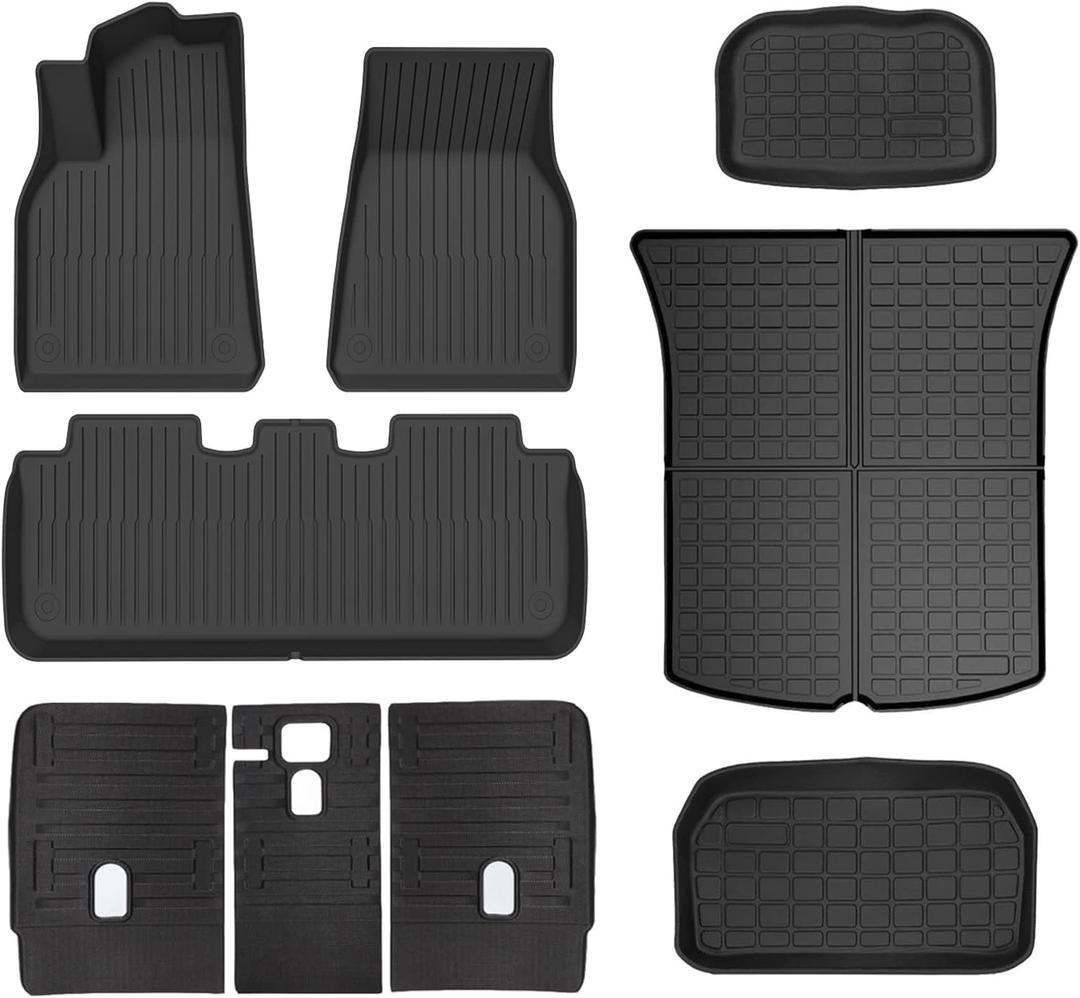 Floor  Storage  Backrest Mat  Cargo Liner Compatible with 2020-2024 2025 Model Y 5-Seats ModelsNot for JuniperAll Weather Protection 3D Waterproof Durable Anti-Slip Custom-fit Accessories