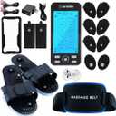 Rechargeable Tens 24 Muscle Stimulator Complete Set + Flex Snap on Belt for Lower Back + Slippers Pain Relief Therapy Muscle Recovery Neuropathy,Arthritis, Bursitis, Tendonitis, Sciatica