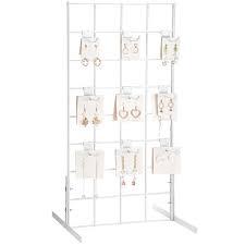 10 Pack Metal Grid Wall Hooks Grid Panel Hooks Set Including 1 Pcs 24" H x 12" W Counter Top Gridwall Display Unit with T Base Floorstanding and 9 Pcs 4'' D Grid Panel Hooks for Retail Display, white