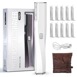 PEDOOD Dermaplane Razor for Women Face, Painless Sonic Dermaplane Tool with 10 Upgraded Micro Mesh Dermaplaning Blades, Women’s Facial Exfoliation & Peach Fuzz Hair Removal System (Off-White)