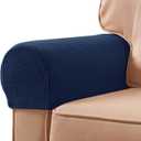 SUBRTEX Stretch Couch Arm Covers Set of 2, Checkered Sofa Arm Slipcovers, Anti-Slip Armrest Covers for Recliner and Armchairs, Pet Proof, High Stretchy, Hook & Loop Tape, Navy