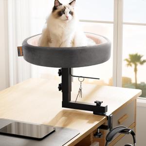 Amniau 2-in-1 Cat Bed Desk Mount & Headphone Hanger  Adjustable Cats Hammock Bed for Desk, Cat Beds & Furniture for Home Office or Gaming Setup