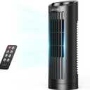 13" Bladeless Tower Fan with 3 Speeds, 4 Mode (AI, Normal, Natural, Sleep), Touch Screen + Remote Control, 12H Timer, 80 Oscillation, Fast Cooling, Desk Fan for Bedroom Home Office Desktop