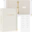 Sturdy Document Organizer Set with Folders - Beautiful Linen 3-Ring Binder Safely Stores All Important Documents & Files in One Place - Easy to Use Expanding Storage Incl. Envelopes, Pockets & Labels