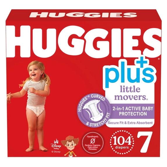 Huggies Size 7 Diapers, Little Movers Baby Diapers, Size 7 (41+ lbs), 104 count