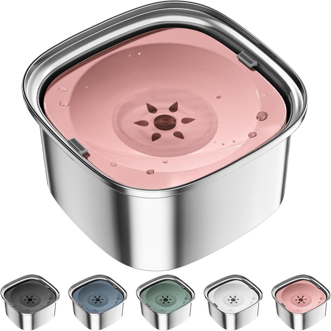 UPSKY 3L Dog Water Bowl 101oz Stainless Steel No Spill Large Capacity Dog Food Water Bowl Slow Water Feeder, Spill Proof Pet Water Dispenser Vehicle Carried Travel Water Bowls