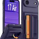Oterkin for iPhone Air Wallet Case [4-5 Card Holder] [RFID Blocking] [Full Camera Protection] [Kickstand][Military Grade Protection]Shockproof Rugged Phone Case for iPhone 17 Air 6.5 inch, Dark Purple
