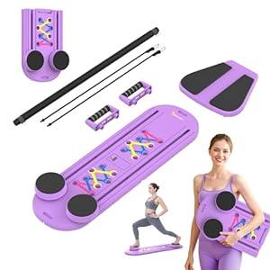 Pilates Reformer Board 5-in-1 Foldable Pilates Machine for Home Workout, Portable Fitness Board with Resistance Bands, Full Body Training for Women 