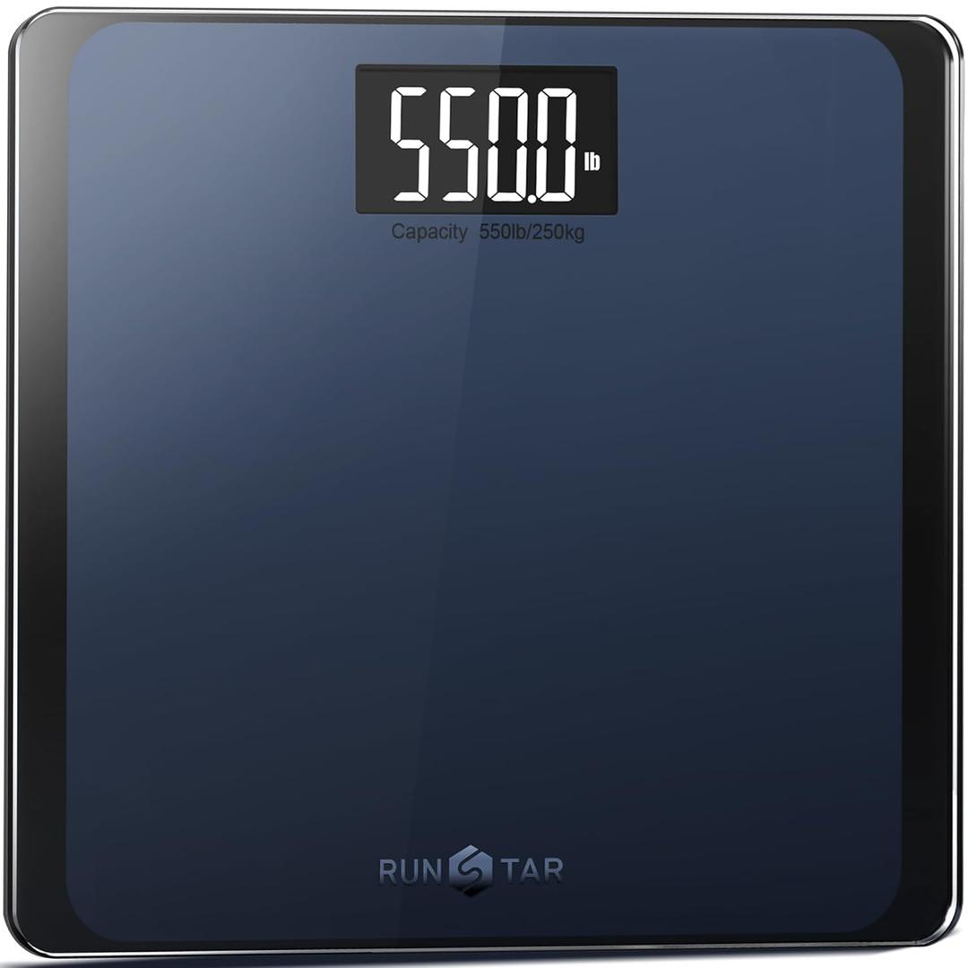 550lb Bathroom Digital Scale for Body Weight with Ultra-Wide Platform and Large LCD Display, Accurate High Precision Scale with Extra-High Capacity (Blue-black)