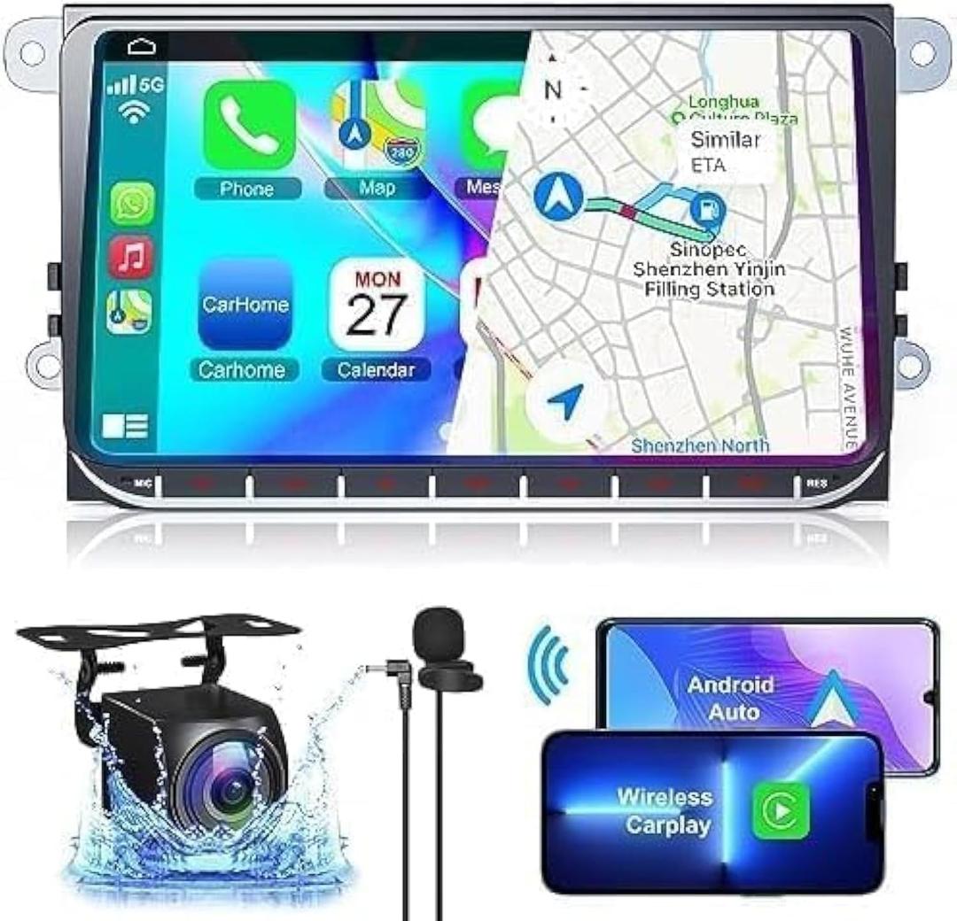 4G+64G 9 inch Touch Screen Car Radio Stereo for VW Jetta Passat Golf Tiguan Android 13 Wireless CarPlay Android Auto Bluetooth with GPS Navigation+ AHD Backup Camera + MIC
