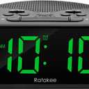 Digital Alarm Clock Radio for Bedroom with AM/FM Radio, Earphone Port, Easy to Read 1.4 LED Digits, Preset, Sleep Timer, Dimmer, Snooze and Battery Backup, Plug-in/Battery Powered