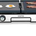 Gourmia 3-in-1 Indoor Grill/Griddle Electric Combo - 250-400F Adjustable Dual Cooking Zones with Removable Nonstick Reversible Ceramic Plates - Non Toxic Dishwasher Safe Countertop Kitchen Appliances