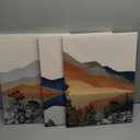 Framed Boho Mountain Landscape Wall Art Set of 3-Canvas Prints, with Sunset and Lake Pictures posters Modern Minimalist painting Living Room, Bedroom, Office Ready to Hang 12x16Inch