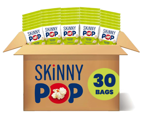 SkinnyPop Popcorn, Original, Whole Grain, Dairy-Free Snack, 0.65oz Bags (30ct) Best By 01/15/2026