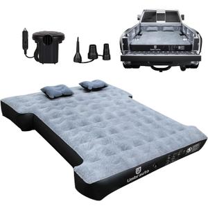 Umbrauto Inflatable Truck Bed Air Mattress for Full Size Short Truck Beds, 5.5-5.8ft, with Pump & Carry Bag. Perfect for Outdoor Adventures (Grey)