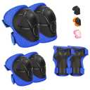 Kids Protective Gear Set - Knee Pads Elbow Pads with Wrist Guards for Ages 3-12 | 3-in-1 Safety Protective Gear for Skating, Cycling, Biking, Roller Skates, Scooters (Blue, M(8-12Years))