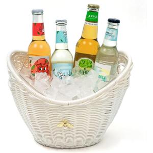 4L Double-Layer Ice Bucket with Handle Hole(Plastic-White)