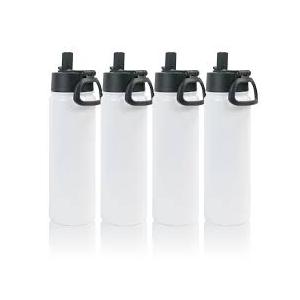 5 Pack Sublimation Blank Tumbler White Sports Water Bottles 18 OZ Wide Mouth Stainless Steel Vacuum Flask with Spout Lid for Tumbler Press Machine Sublimation Print