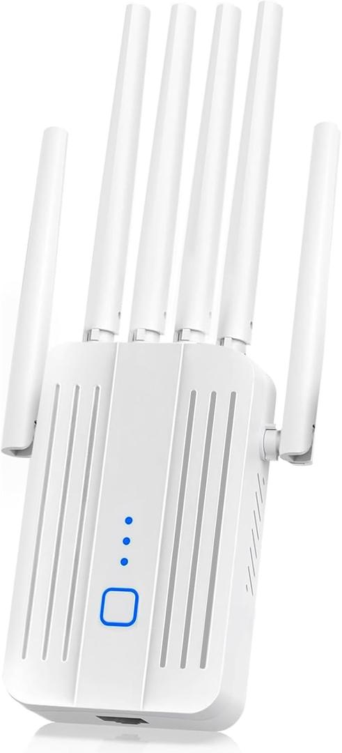 WiFi Extender Signal Booster with 6 Antennas, WiFi Extender with Ethernet Port, WiFi Booster Up to 10000 Sq.ft, WiFi Repeater, More Devices, Internet Extender WiFi Booster for Home, White