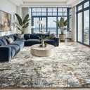 Toneed Abstract Area Rug Modern Washable Rug Soft Non Slip Rug Low Pile for Bedroom Living Room Dining Room Brown/Grey 8x10 Feet