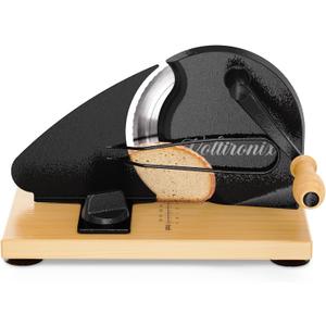 Upgrade Manual Bread Slicer for Homemade Sourdough Bread, Adjustable Thickness with Stainless Steel Serrated Blade, Even Slicing Guide, Non-Slip Suction Cups  Ideal for Home Kitchens and Bakeries (6.6", Star Black)