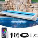 Waterfall Spillway Stainless Steel Pond Waterfalls with Color Changing LED Light, Outdoor Pool Fountain Water Feature Kit for Garden Patio Swimming Pool Koi Ponds Decor-24"x8"x4"