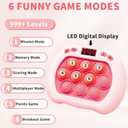 Intoypad Pop Game Light Up Fidget Toy for Kids, 6 Modes LED Screen Quick Push Controller Electric Fidget Popper Bubble Game Car Games Travel Activities Birthday Toys for Girls Pink