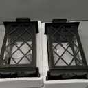 Bright Zeal Pack of 2 13.5" Vintage Candle Lantern with LED Pillar Candle (Black, 6hr Timer) - IP44 Waterproof Battery Powered Decorative Light - Outdoor Patio Hanging Lantern Decorative Tabletop Light