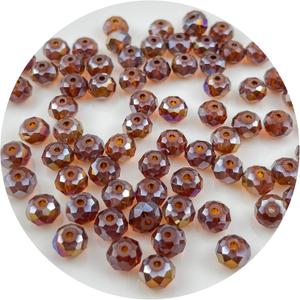 70Pcs 10MM Briolette Crystal Glass Beads Faceted Rondelle Glass Beads with Hole Glass Spacer Beads for Jewelry Making Bracelet Necklace DIY Craft Making Supplies(148-deep Amber AB)