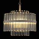 Q&S Modern Crystal Chandeliers for Dining Room,Round Glass Chandelier 4-Lights for Living Room Kitchen Island Entryway Foyer Stairway UL Listed (OAK White)
