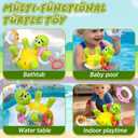 CORPER TOYS 2 in 1 Toss & Water Spraying Rechargeable Turtle Bath Toy for Toddlers, with 5 Colorful Animal Rings Floating Turtle Baby Bathtub Toy for Pool Water Table Play for Kids Gift
