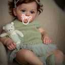 Reborn Baby Dolls Boy Girl 24 Inch 60cm Realistic Silicone Reborn Toddler Doll Real Size Soft Body Weighted Baby Doll Closed Mouth Newborn Toddler Toy Gifts (2067 Green Girl)