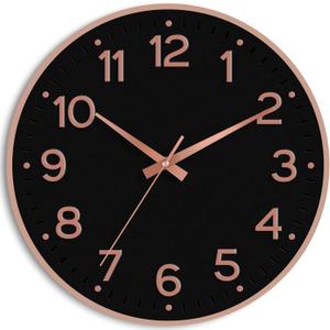 Roymnie Wall Clock, Silent Wall Clocks Battery Operated 8 Inch-Modern Non Ticking Analog Clock Decorative for Kitchen Office Bathroom Bedroom(Black Rose Gold)