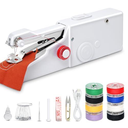 Handheld Electric Mini Sewing Machine for Beginners Adult,Portable Stitching Single Thread Sewing Machine Sewing Kit for Quick Clothes Repairs,Suitable for Home DIY,Battery or USB Powered