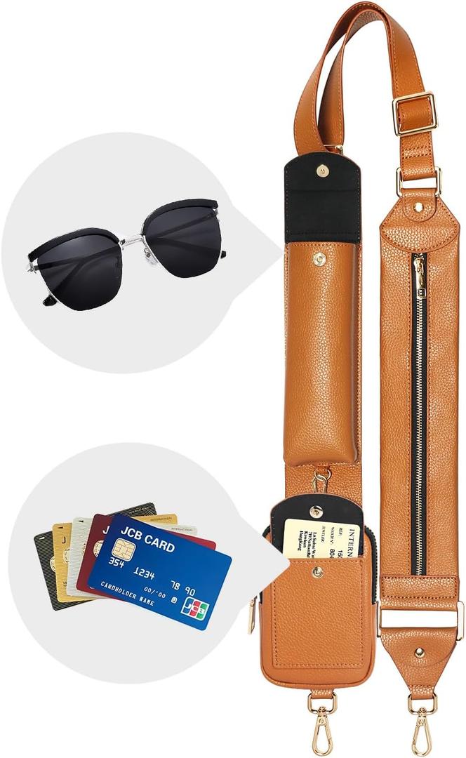 LUCKYCOIN Crossbody Purse Strap,Replacement Straps,Adjustable Vegan Leather Shoulder Strap with Purse Bags,Travel Belt Strap (Brown)