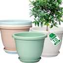 5 Packs 10 inch Flower Pots + Saucers, Large Indoor & Outdoor Pot