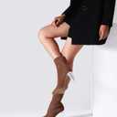 Shoe'N Tale Women's Knit Sock Ankle Boots Pointed Toe Clear Mid Heel Slip-on Stretch Booties Shoes (9)